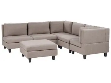 Sofá modular esquinero 5 plazas UNSTAD Izquierda Marrón Tela con otomana - Sala de estar