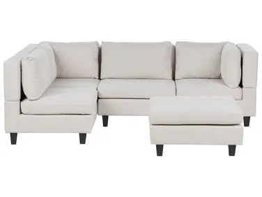 Sofá modular esquinero 4 plazas UNSTAD Derecha Beige claro Tela con otomana - Sala de estar