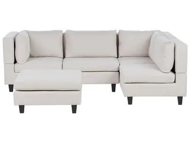 Sofá modular esquinero 4 plazas UNSTAD Izquierda Beige claro Tela con otomana - Sala de estar