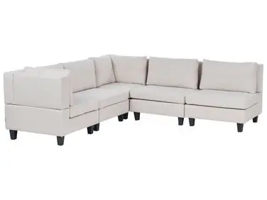 Sofá modular esquinero 5 plazas UNSTAD Derecha Beige claro Tela - Sala de estar