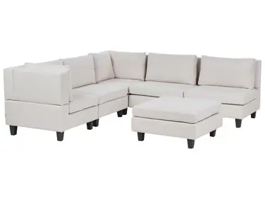 Sofá modular esquinero 5 plazas UNSTAD Derecha Beige claro Tela con otomana - Sala de estar