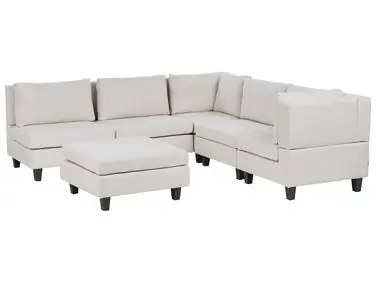 Sofá modular esquinero 5 plazas UNSTAD Izquierda Beige claro Tela con otomana - Sala de estar
