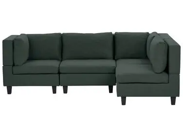 Sofá modular esquinero 4 plazas UNSTAD Izquierda Verde oscuro Tela - Sala de estar