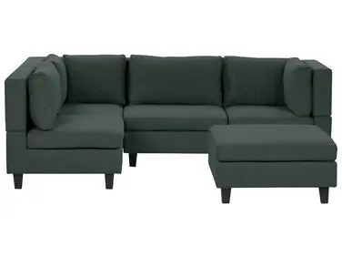 Sofá modular esquinero 4 plazas UNSTAD Derecha Verde oscuro Tela con otomana - Sala de estar