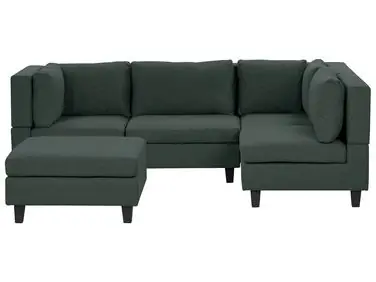 Sofá modular esquinero 4 plazas UNSTAD Izquierda Verde oscuro Tela con otomana - Sala de estar