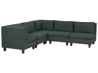 Sofá modular esquinero 5 plazas UNSTAD Derecha Verde oscuro Tela - Sala de estar