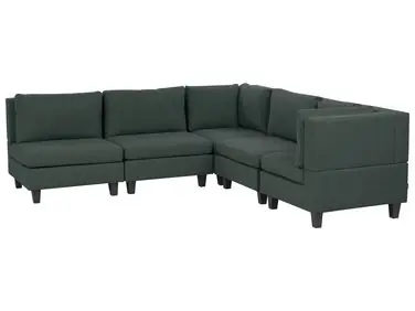 Sofá modular esquinero 5 plazas UNSTAD Izquierda Verde oscuro Tela - Sala de estar