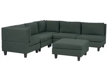Sofá modular esquinero 5 plazas UNSTAD Derecha Verde oscuro Tela con otomana - Sala de estar