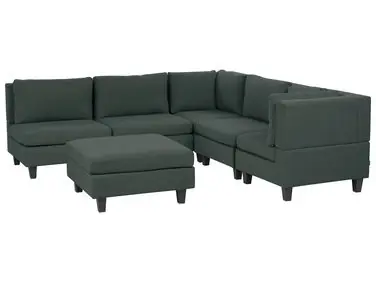 Sofá modular esquinero 5 plazas UNSTAD Izquierda Verde oscuro Tela con otomana - Sala de estar