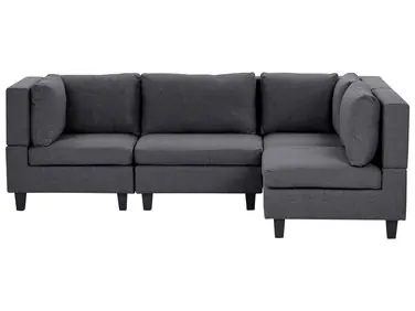 Sofá modular esquinero 4 plazas UNSTAD Izquierda Gris oscuro Tela - Sala de estar