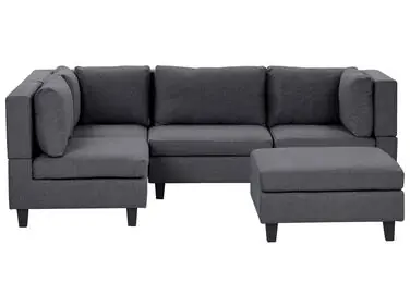 Sofá modular esquinero 4 plazas UNSTAD Derecha Gris oscuro Tela con otomana - Sala de estar