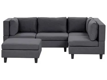 Sofá modular esquinero 4 plazas UNSTAD Izquierda Gris oscuro Tela con otomana - Sala de estar