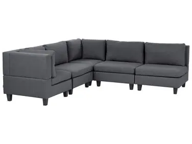 Sofá modular esquinero 5 plazas UNSTAD Derecha Gris oscuro Tela - Sala de estar