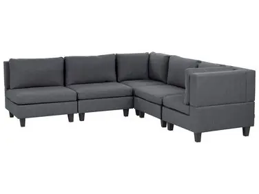 Sofá modular esquinero 5 plazas UNSTAD Izquierda Gris oscuro Tela - Sala de estar