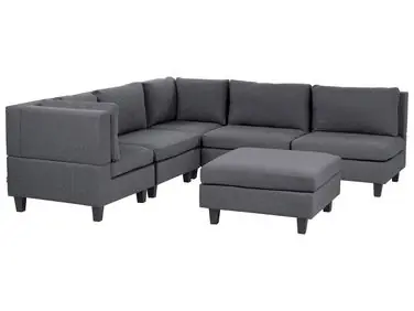 Sofá modular esquinero 5 plazas UNSTAD Derecha Gris oscuro Tela con otomana - Sala de estar