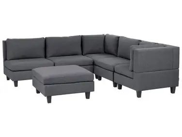 Sofá modular esquinero 5 plazas UNSTAD Izquierda Gris oscuro Tela con otomana - Sala de estar