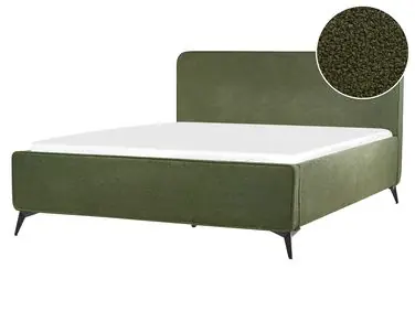 Cama Bouclé VALOGNES 160 x 200 cm Verde oscuro - Dormitorio
