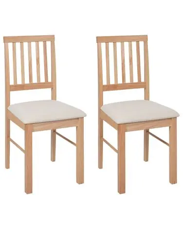 Set of 2 Dining Chairs ORONO Wood Light Brown - Dining Room