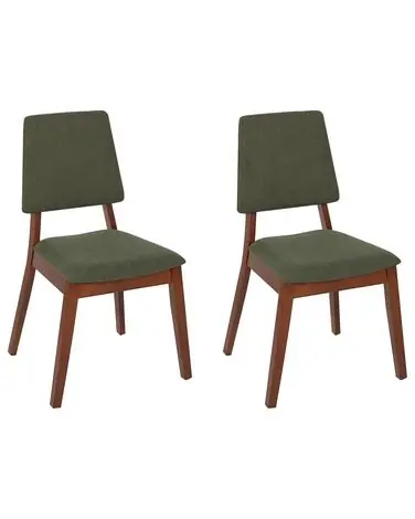 Set of 2 Dining Chairs MERRILL Wood Dark Green - Dining Room