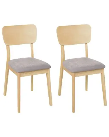 Conjunto de 2 sillas de comedor MINIER Madera Marrón claro/Gris