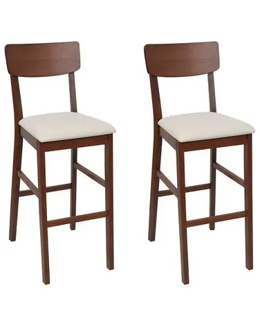 Set of 2 Bar Chairs AMBLER Dark Brown/ Beige - Dining Room