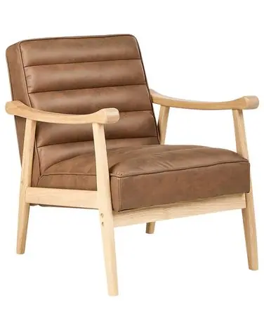 Armchair LEKNES Faux Leather Brown - Living Room