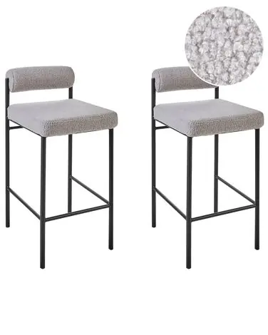Set of 2 Bar Chairs AMAYA Boucle Grey - Dining Room