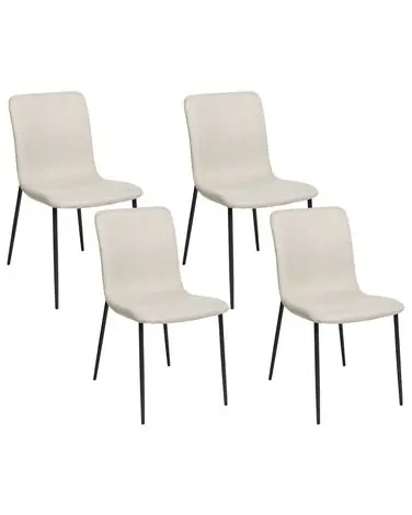 Set of 4 Dining Chairs GLENDIVE Fabric Light Beige - Dining Room
