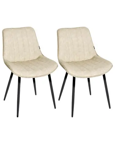 Conjunto de 2 sillas de comedor DUBROVNIK Piel sintética Beige claro