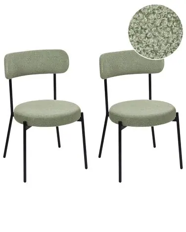 Conjunto de 2 sillas de comedor ALLISON Bouclé Verde claro