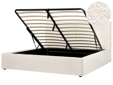 Cama con almacenaje MOISSAC Bouclé Blanco crema 180 x 200 cm - Dormitorio