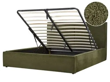 Ottoman Bed MOISSAC Boucle Dark Green 160 x 200 cm (EU King Size) - Bedroom