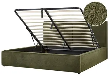 Ottoman Bed MOISSAC Boucle Dark Green 180 x 200 cm (EU Super King) - Bedroom