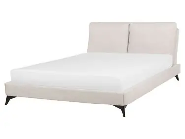Cama Chenilla MELLE 160 x 200 cm Beige claro - Dormitorio