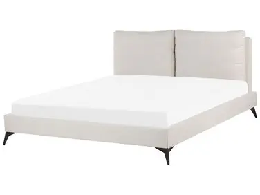 Cama Chenilla MELLE 180 x 200 cm Beige claro - Dormitorio
