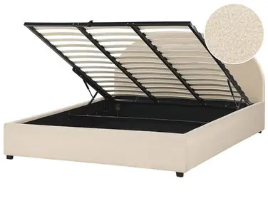 Cama con almacenaje VAUCLUSE Bouclé Beige 180 x 200 cm - Dormitorio