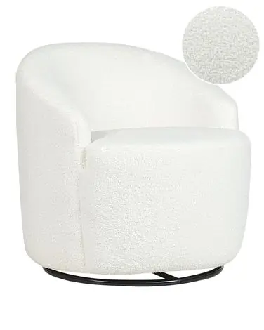 Swivel Armchair DAVIK Boucle Off-White