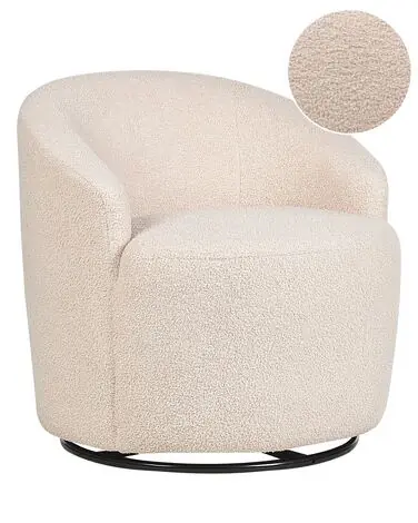 Swivel Armchair DAVIK Boucle Beige - Living Room