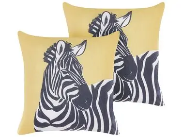 Conjunto de 2 cojines decorativos MANKETTI 45 x 45 cm Amarillo Patrón animal - Accesorios decorativos