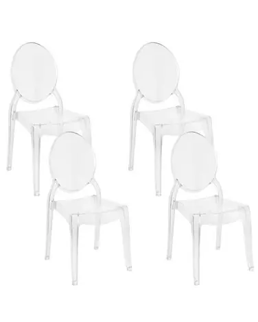 Conjunto de 4 sillas de comedor MERTON Transparente