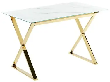 Mesa de comedor ATTICA Mármol/Dorado 120 cm 70 cm Vidrio templado