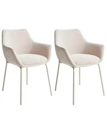 Conjunto de 2 sillas de comedor BOWDON Chenilla Beige claro