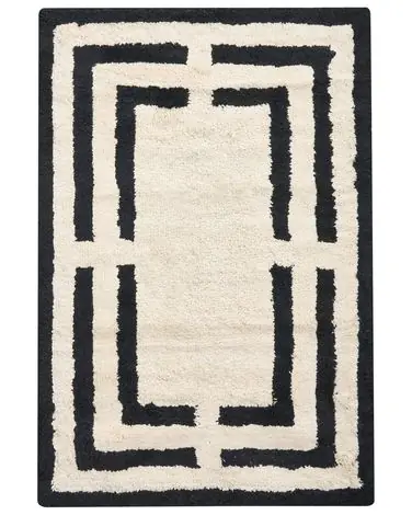 Alfombrilla de baño RISALU Negro/Beige 60 x 90 cm Algodón - Accesorios decorativos