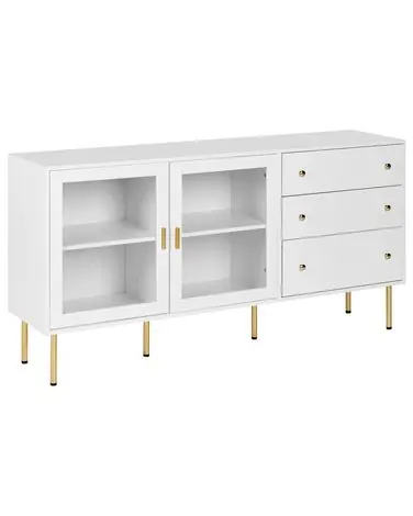 Aparador vitrina MILORA 160 cm Blanco - Sala de estar