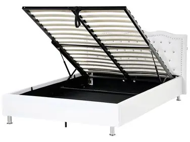 Cama con almacenaje METZ Piel sintética Blanco 140 x 200 cm - Dormitorio