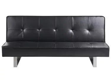 Sofa Bed 3 Seater DERBY Faux Leather Black - Living Room