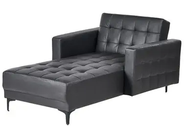 Chaise Longue ABERDEEN Faux Leather Black - Living Room