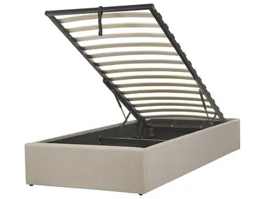 Ottoman Bed without Headboard DINAN Fabric Taupe 90 x 200 cm (EU Single) - Bedroom