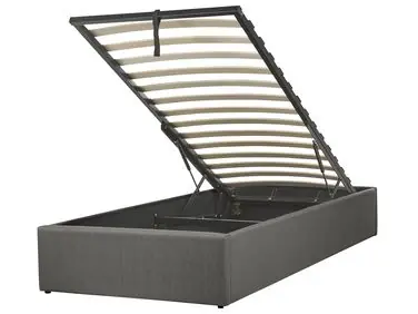 Ottoman Bed without Headboard DINAN Fabric Dark Grey 90 x 200 cm (EU Single) - Bedroom