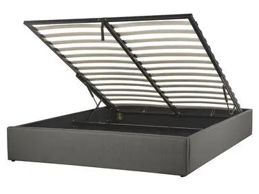 Ottoman Bed without Headboard DINAN Fabric Dark Grey 160 x 200 cm (EU King Size) - Bedroom